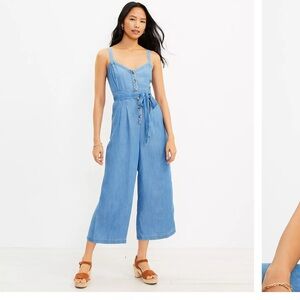 Chambray Strappy Jumpsuit by Loft. Size 14.  Great condition.
